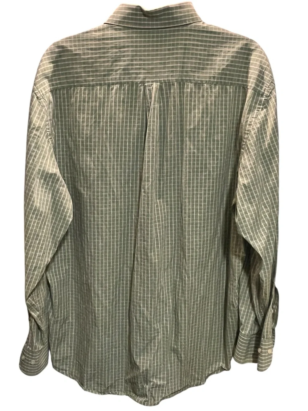 Peter Millar 100% Cotton Olive Green Pinstripe Button-Down Shirt